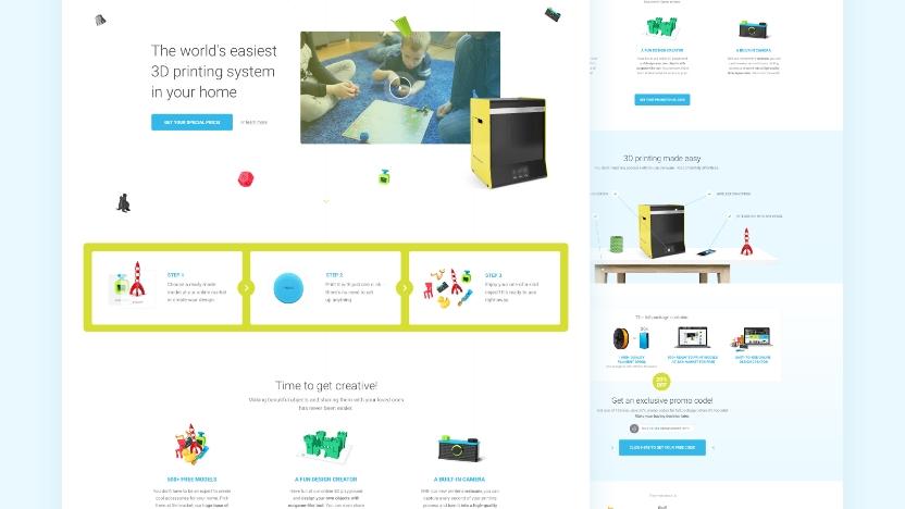 Landing page for a 3D printing startup