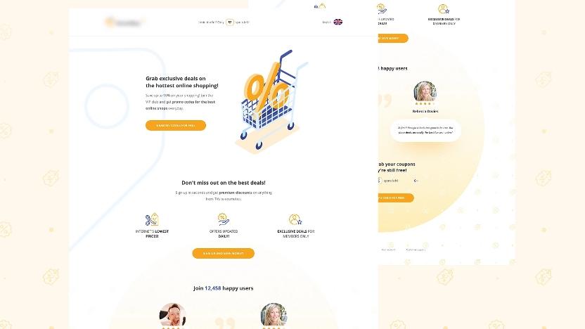 Landing Page concept for online shopping discounts